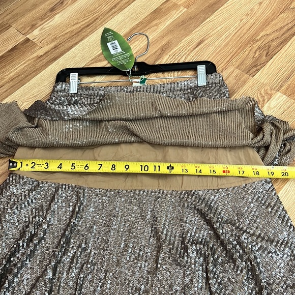 Anthropologie Farm Rio Gold Sequin Tiered Ruffle Midi Skirt Size Large - Picture 7 of 16